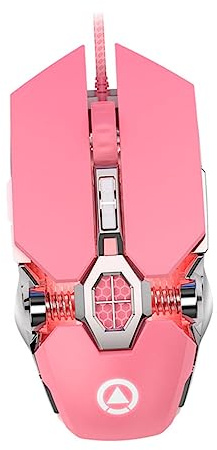 Angoily Pink Luminescent Mouse for Computer Gaming Optical USB Design Cute and Quiet for Office Use