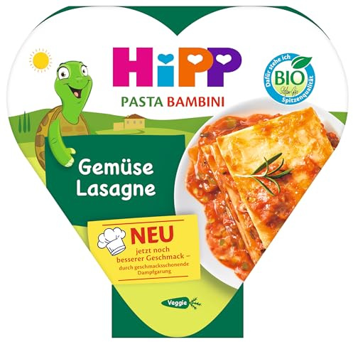 HiPP Bio Pasta Bambini Gemüse Lasagne (6 x 250g), Kindermenü ab 1 Jahr, vegetarisch, schonend dampfgegart, kindgerecht gewürzt