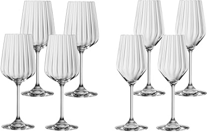 Spiegelau, 8-teiliges LifeStyle Set, 4x Weissweinglas (440 ml), 4x Champagnerglas (310 ml), 4459895, Weingläser und Sektgläser aus Kristallglas, Spülmaschinenfest, Klar