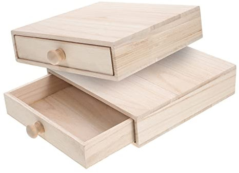 Unbehandelte Holz Teebox mit Schublade, Große Aufbewahrung