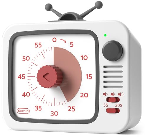 LIORQUE Temporizador Visual con Pausa, Cuenta Regresiva de 60 Minutos | Sin Tictac, 3 Niveles de Volumen con Mudo, Parte Trasera Magnética, Dos Duraciones de Timbre, Indicador Luminoso