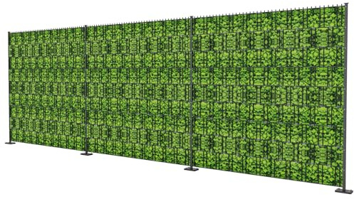 LILIIN PVC Sichtschutzfolie Sichtschutzstreifen Balkon Sichtschutz Garten Sichtschutz Zaun Inkl. Befestigungsclips - Doppelstabmatten für Gartenzaun, Balkonzaun, 35m x 19 cm, Große Blätter