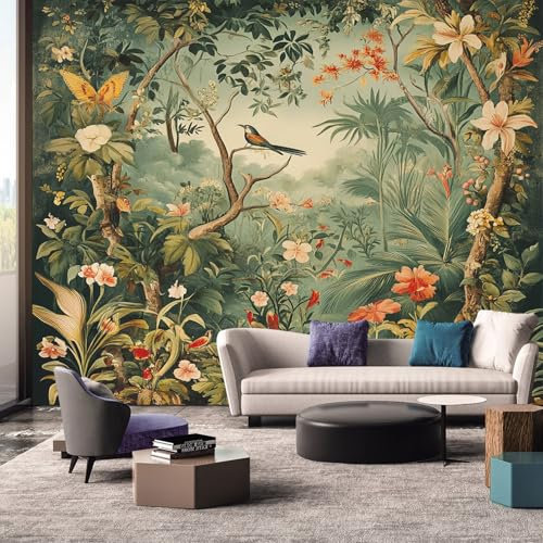 Générique Papier Peint Panoramique Tropical, Papier Peint Paysage Nature Jungle, Fresque Murale, Decoration Chambre Salon, 450 x 315 cm &WWQ