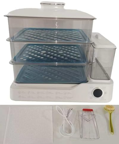 KabFbit 24L Electric Food Steamer 3-Tier - 800W Programmable Digital Steamer with 24H Delay Start, Detachable 1.5L Tank, 304 Stainless Steel Trays for Vegetables, Dumplings, Seafood, Baby Food