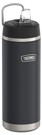 Thermos ICON Insulated Drinking Bottle with Straw, 0.71 L, Graphite Matt, Black, 12 Hours Cold, Stainless Steel, Thermos Flask, Dishwasher Safe, BPA-Free