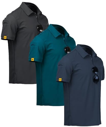 ZITY 3er Pack Poloshirt Herren Kurzarm Schnelltrocknend Atmungsaktives Tshirt Männer Sommer Polohemd Casual Sport Shirt Regular Fit Golf Poloshirts