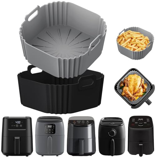 2 stycken silikonform varmluftsfritös airfryer tillbehör för chefman 2L Mini/Cosori 2L/Midea 2L/aeco Cube 2.0, återanvändbar Air Fryer silikoninsats för 1 L – 2 L, Accesories Airfryer