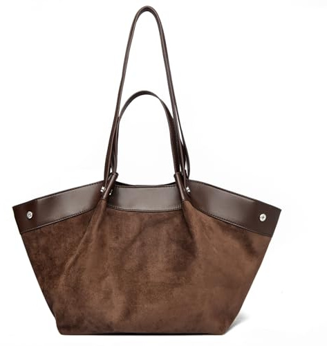 unisoul Handtasche Damen Mittelgroß, Wildleder Tote Bag Shoulder Bag Damen Shopper mit Magnetverschluss, Schultertasche für College Schule Arbeit Reisen Shopping