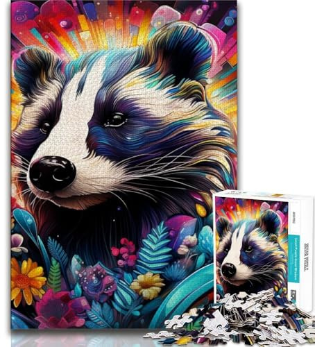 Puzzle da 1000 pezzi con animali tasso del miele per adulti gioco stimolante e gioco in famiglia regalo di compleanno regali arte murale 38x26cm