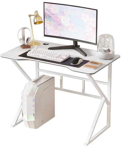 Gaming Desk, Mesa ergonómica para PC, robusta mesa de ordenador con escritorio de fibra de carbono, mesa de trabajo para gamer para el hogar y la oficina, elegante escritorio para juegos y escritorio