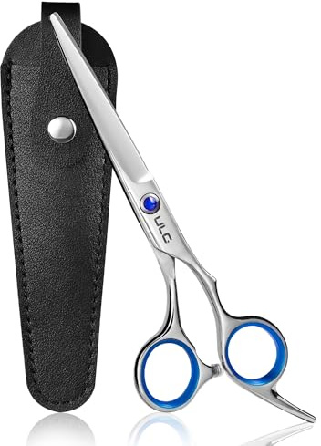 ULG Tijeras de peluquería profesionales de 16,5 cm para diestros, con estuche de piel, de acero inoxidable japonés, pulidas a mano
