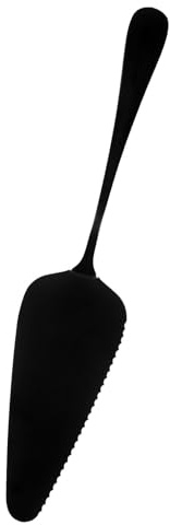 Angoily Spatule à Gâteau Noir, en Acier Inoxydable 304 Bord Dentelé | Pizza, Fromage et Crème, Finition Miroir Plaquée Titane, Prise Ergonomique, Nettoyage Facile