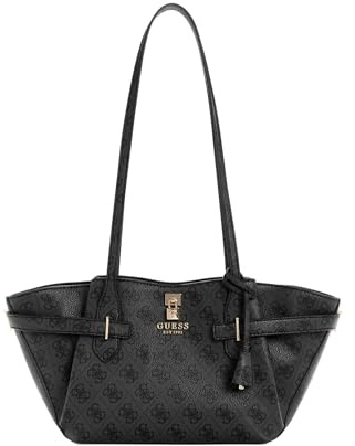 GUESS Schultertasche Yesba Girlfriend Shoulder Satchel Bag Coal Logo dunkelgrau