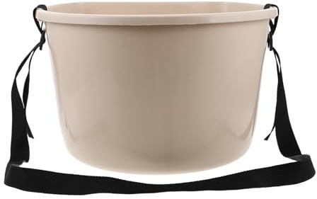 Veemoon Cubo Esparcidor de Fertilizante de Plástico Blanco 22 Lb con Correa Ajustable para Jardín Cubo Multifuncional para Recolectar Frutas y Verduras Esparcidor Manual Portátil para