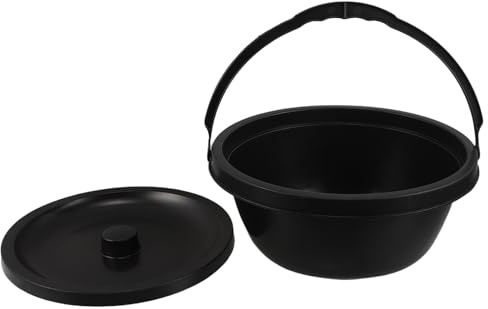 SHERCHPRY Pot de chevet portable noir en plastique pour adultes forme humanisée, solide et facile à entretenir, pour usage lit en milieu