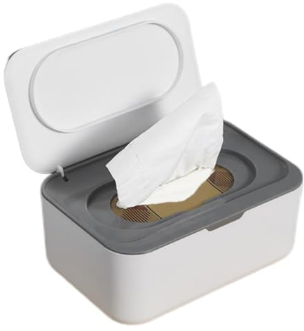 Contenitore per salviette umidificate, dispenser per salviette umidificate, tovaglioli in tessuto, scatola di immagazzinaggio, custodia, contenitore per per pannolini per bambini, grigio, c