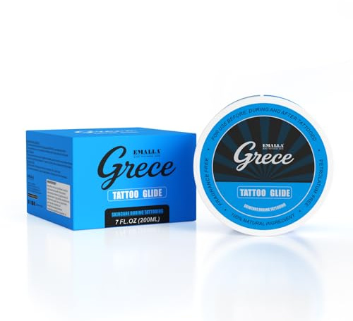 EMALLA GRECE Tattoo Glide 200g für Tattoo Aftercare Pflege | Professionelles Sanftes Gleiten für Tätowieren und Nachsorge, Nährende und Petroleumfreie Formel