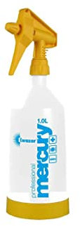 Kwazar Mercury Super PRO+ Sprühflasche mit VITON Dichtung gelb Sprühflasche 1,0 Liter weiß/gelb, 10,4 x 10,4 x 35 cm Einstellbarer Sprühnebel, sicherer Stand
