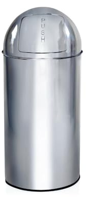 hjh OFFICE 741004 Petite poubelle PUSH chromée 35L Collecteur de déchets rétro avec trappe à poussoir