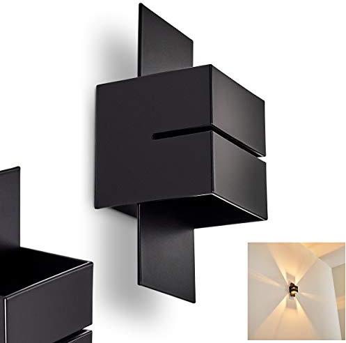 Wandlampe Tora aus Metall in Schwarz mit Schlitz, moderne Wandleuchte mit Lichteffekt, 1 x G9-Fassung, Cube/Innenwandleuchte mit Up & Down-Effekt, ohne Leuchtmittel