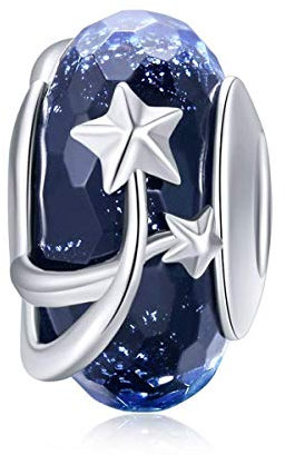 Perle en verre de Murano en argent sterling pour bracelets à breloques Pandora, Argent sterling Cristal Argent sterling, Zircone cubique