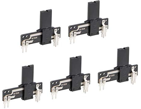 sourcing map 5St Fader Variable Widerstände Potentiometer Gerade Schiebe B100K Ohm Linear Doppelpotentiometer zum Dimmen 35mm