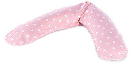 Theraline Bezug für das Komfort Stillkissen 180 x 34 cm Big Stars rosa