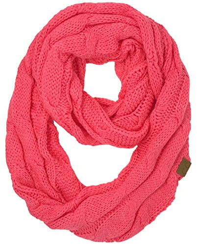 C.C CC Winter Soft Matching Unisex Chunky Knit Cowl Loop Infinity Scarf (Solid New Candy Pink)
