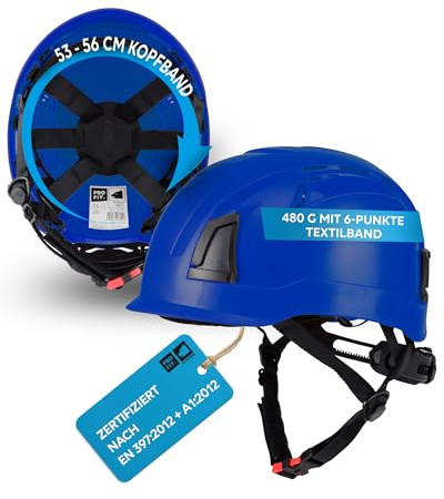 PRO FIT Arbeitsschutzhelm D!-Rock - Belüfteter Bauhelm mit Drehrad - 53-56 cm Kopfband - 30 mm Stecktaschenhalterung - Für die Baustelle