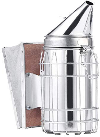 HERCHR Bee Smoker Transmitter Kit Bienenzuchtwerkzeug mit Hitzeschild-Schutzplatte,Bee-Rauchsender, einem Schornstein und einem Balg Edelstahl