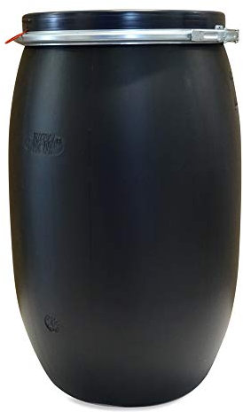 kanister-vertrieb® 120 Liter Regentonne Futterfass Trester Silage Lagerfass Spannfass Deckelfass schwarz