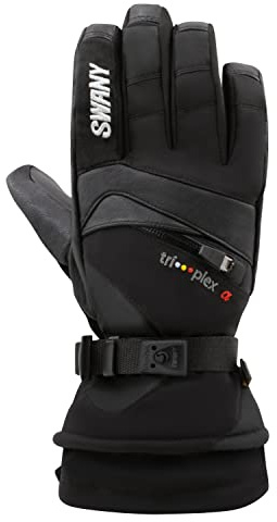 Swany Men's X-Change Sports Moisture-Wicking Quick-Drying Warm Durable Flexible Leather Winter Gloves, Black, Large