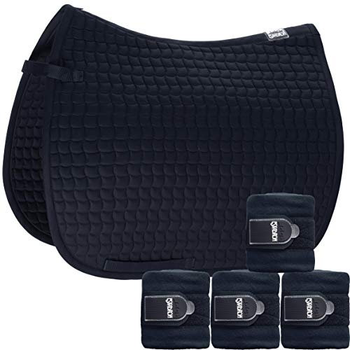 Eskadron Set Basic Cotton Schabracke mit Fleecebandagen in Nightblue, Größe:Pony Dressur (PD)