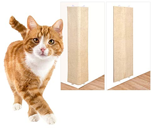 2X Oramics 2in1 Katzen Kratzbrett für Wand und Ecke zum Aufhängen - Wandkratzbrett Eckkratzbrett eine Seite aus Natursisal, eine aus Plüsch ca. 80x27,5x1cm - Kratzmatte Kratzpad Katzenkratzbrett