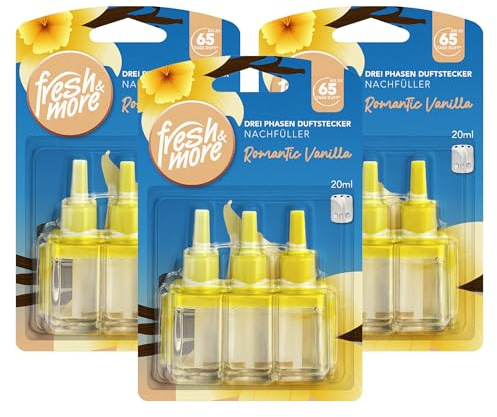 Fresh & More Nachfüller für 3Volution Romantic Vanilla (3er Pack) 20ml | Lufterfrischer, Raumduft-Nachfüllflakons, warmes Vanillearoma.