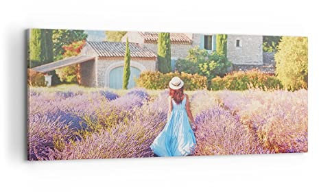 Panorama Bilder auf Leinwand 100x40cm Leinwandbild Boho Heidekraut Frau Groß Wanddeko Bild Schlafzimmer Küche Wandbilder Dekoration Wohnzimmer Wall Decor Canvas Wand Kunstdruck Art AB100x40-4420