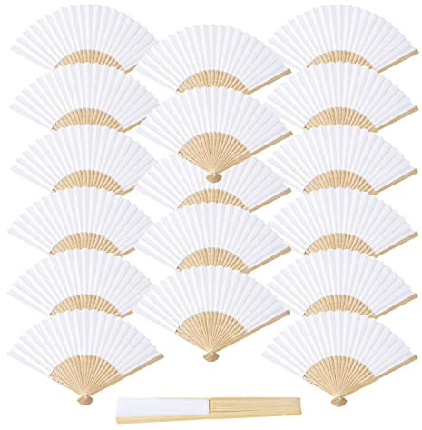 AWAVM 18 Pezzi Ventaglio di Carta Bianca, Ventaglio di Nozze, Puntelli Decorativi, Festa, Decorazione di Cerimonia Nuziale, Regalo, Fai da Te, Incontri, Tempo Libero all'aperto, Memoriale di Viaggio