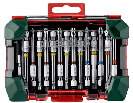 metabo Zubehör-Set SP, 43-teilig, Bit-Satz mit S2-Bits und Steckschlüssel | Chrom-Vanadium-Stahl, 32 Bits (25 mm), 6 Bits (70 mm), Schnellwechselbithalter, Führungshülse und 3 Magnet-Steckschlüssel