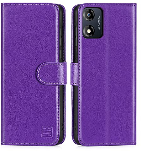 32nd Funda Tipo Libro de Piel Sintetica Flip para Motorola Moto E13, Carcasa con Bloqueo RFID Ranuras Tarjetas, Cartera, Cierre Magnetico y Soporte Integrado - Morado