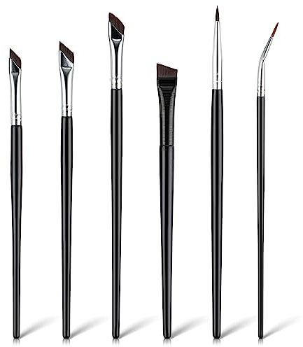 TIESOME 6Pz Set di pennelli angolati per eyeliner, set di pennelli di precisione ultra sottili per il trucco dell'ombretto Strumenti per il trucco con pennello angolato per ombretto e sopracciglia