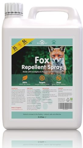 KinderPet® Stop Foxes Anti Fox Repellent Spray Big Value 5L Refill Natural Fox Deterrent Garden Fouling Digging Scratching Eucalyptus Peppermint