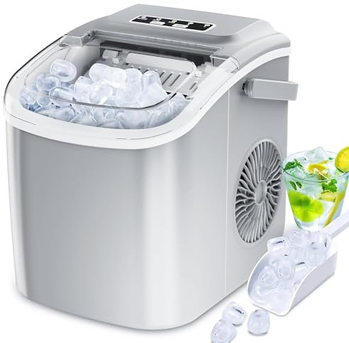 Petite Machine Glacon de Comptoir Machine à glaçons Portable avec Poignée 9 Glaçons prêts en 6 minutes Ice Maker Machines Auto-nettoyantes Machine a Glacons pour la Maison