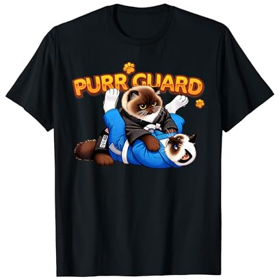 Brazilian Jiu-jitsu BJJ Play Purr Guard con gatti siamesi Maglietta