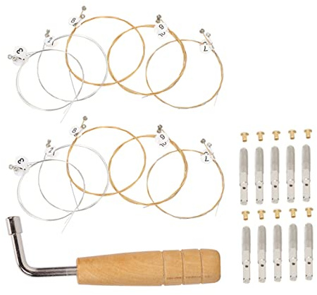 Leiersaiten 21 Stück mit Stimmstift für Lyra und Leierharfe | Robustes Metall, Standardspannung, für Lyra und Leierharfe, 1, mit Zubehör