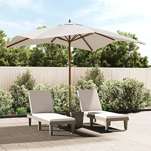 ARKEM Sombrilla de jardín Poste de Madera Color Arena 300x300x273 cm Sombrilla Excentrico Sombrillas Terraza