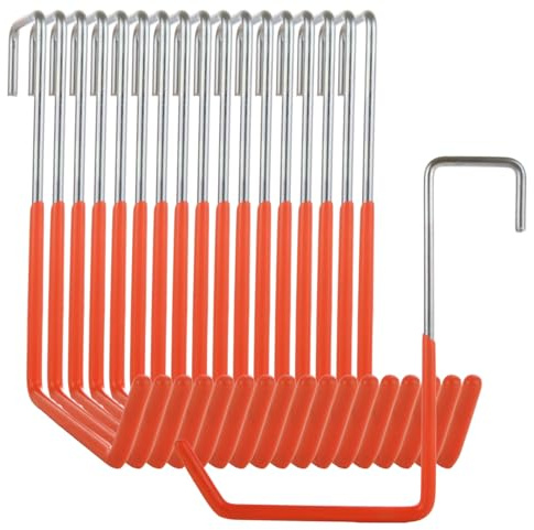 MUXHEL 16 Pcs Rafter Hanger Hook Heavy Duty Large S Hooks, Vinyl Coated S Hook for Hanging Bikes, Ladders, Ropes, Tools (Orange)