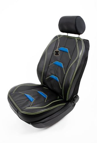 Piton Applicatore Leather Blue-Green Sitzauflage Auto, Autositzschoner, Sitzschoner Auto, hermittel in der EU, universeller Sitzbezug, Sitzschutz kompatibel mit den meisten Autos und SUV