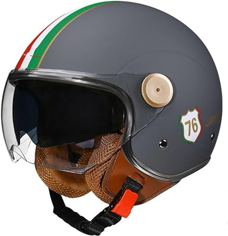Aperto Caschi da Moto ECE Omologato retrò Casco Scodella Mezzo Casco Scooter Crociera Bicicletta Mezzo Casco da Motociclista Vintage Caschi Mezzo Elmetto Moto retrò Cromwell Caschi
