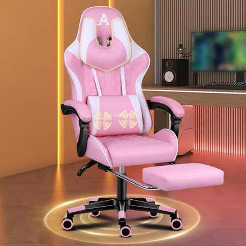 ALFORDSON Gaming Stuhl Bürostuhl Gamer Sessel Massage, ergonomisch Schreibtischstuhl Rückenlehne 150° neigbar,Computerstuhl mit Lendenwirbelkissen Höhenverstellbar, 180 kg belastbar, Rosa | Schreibtischstuhl Rückenlehne 150° neigbar,Computerstuhl mit Lendenwirbelkissen Höhenverstellbar, 180 kg belastbar,Rosa