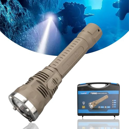TrustFire DF002 Linterna de Buceo, Kit Antorcha de Buceo Recargable 3200 Lúmenes, Nuevo material superfuerte Infinitamente regulable Linterna de submarinismo,Puede sumergirse hasta 100 metros